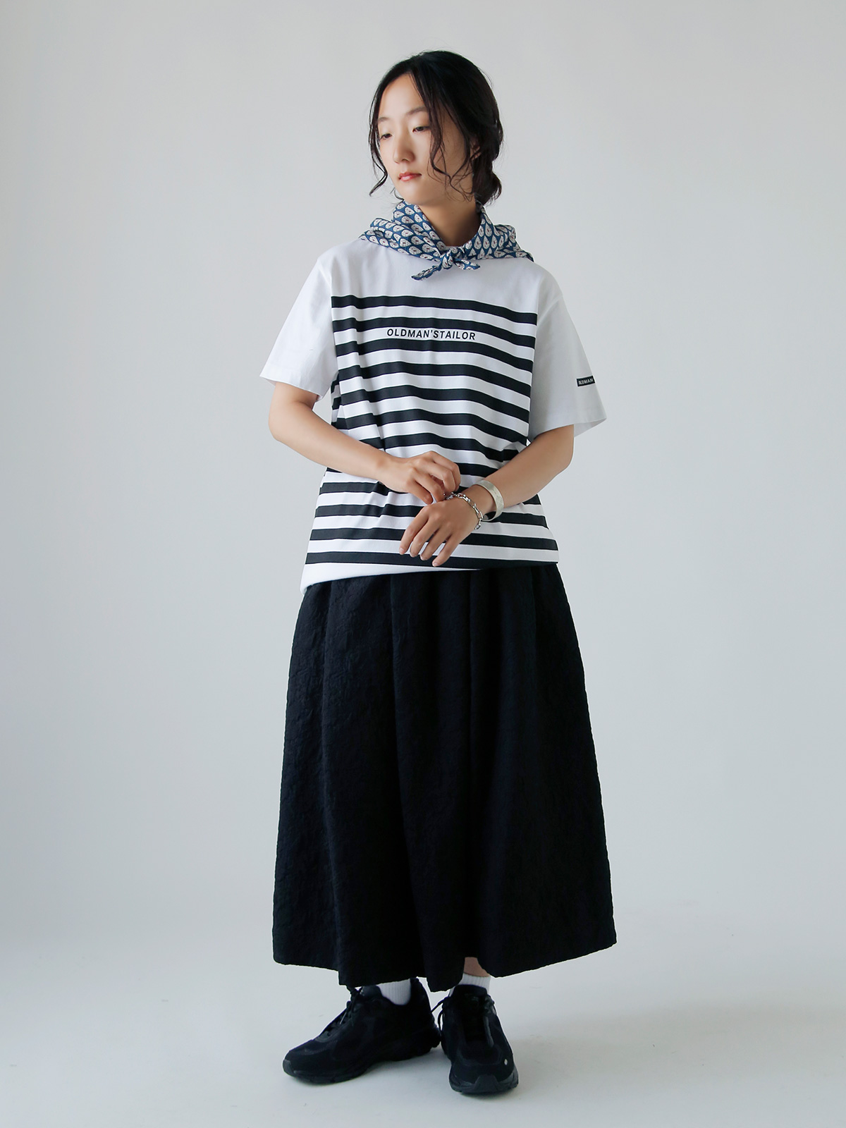 gBORDER PRINT CREW S/S TEEh m1238