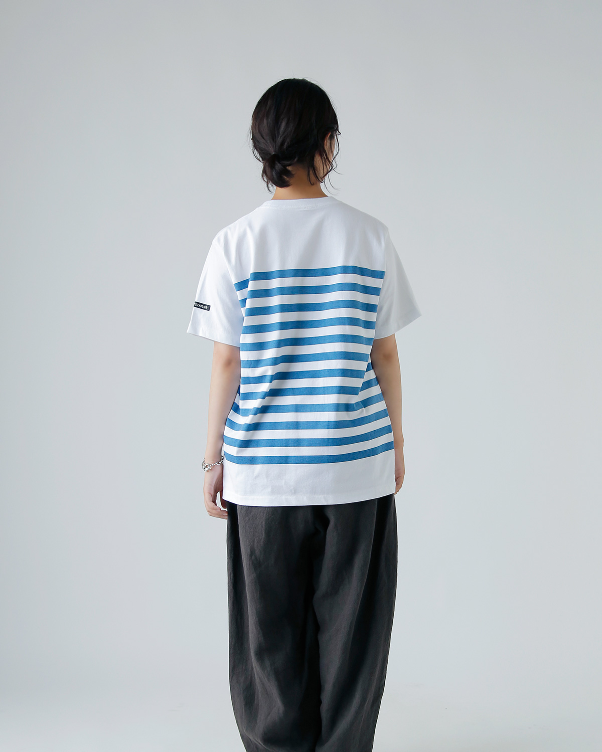 gBORDER PRINT CREW S/S TEEh m1238
