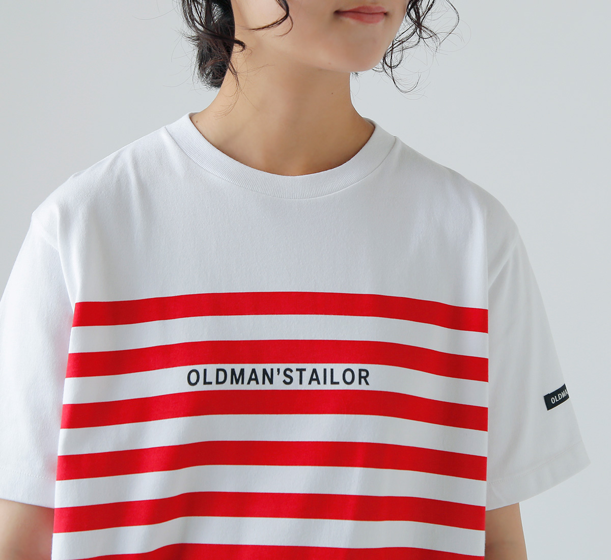 gBORDER PRINT CREW S/S TEEh m1238