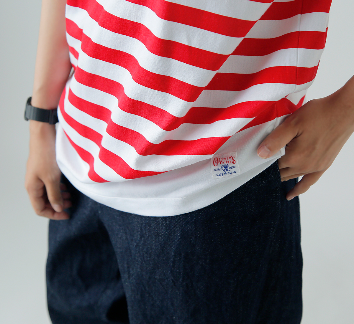 gBORDER PRINT CREW S/S TEEh m1238