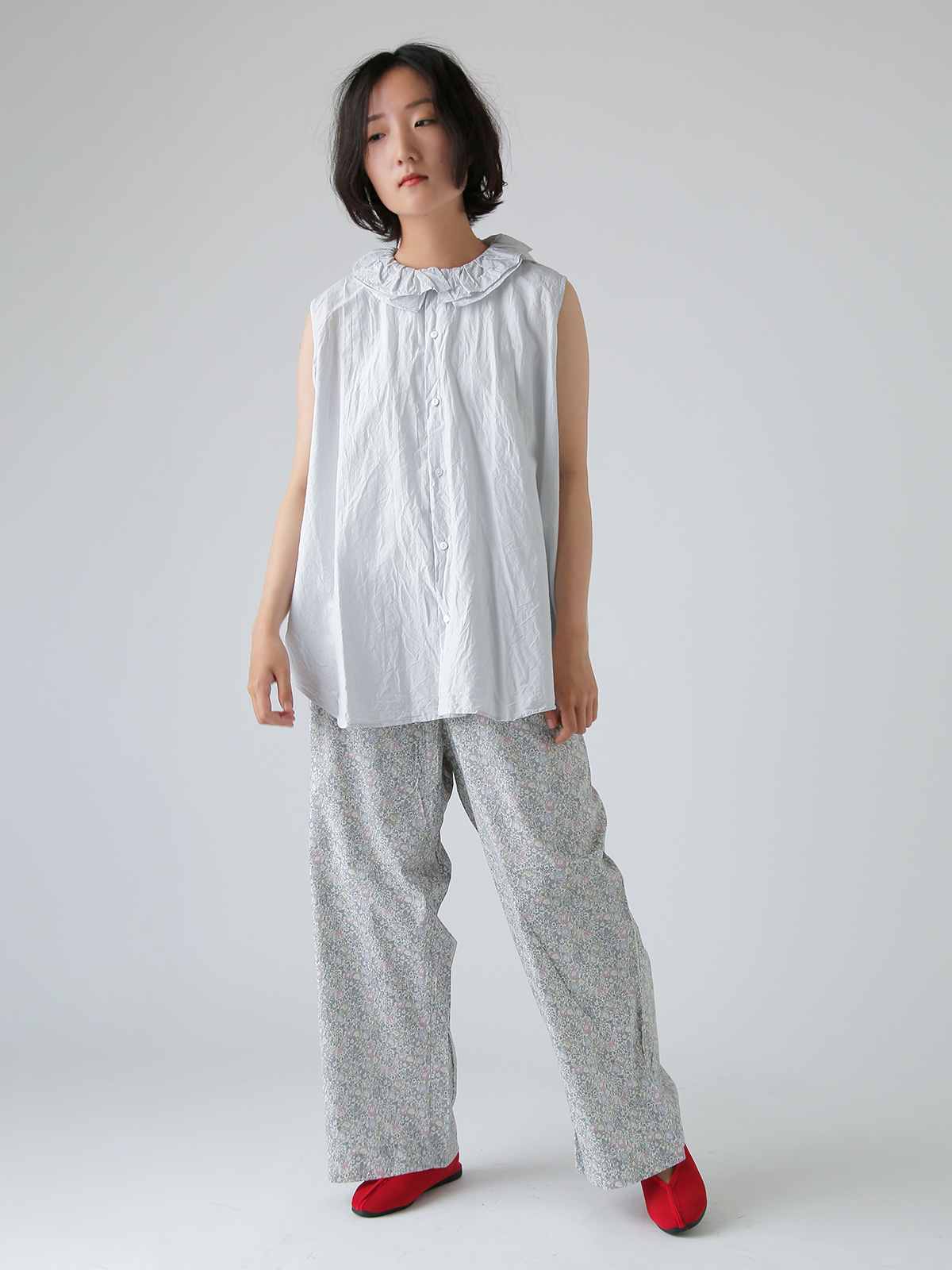TOUJOURS(gDW[)t@C Rbg VN t@C Vc gRuffle Collar Sleeveless Shirth mm42rs02