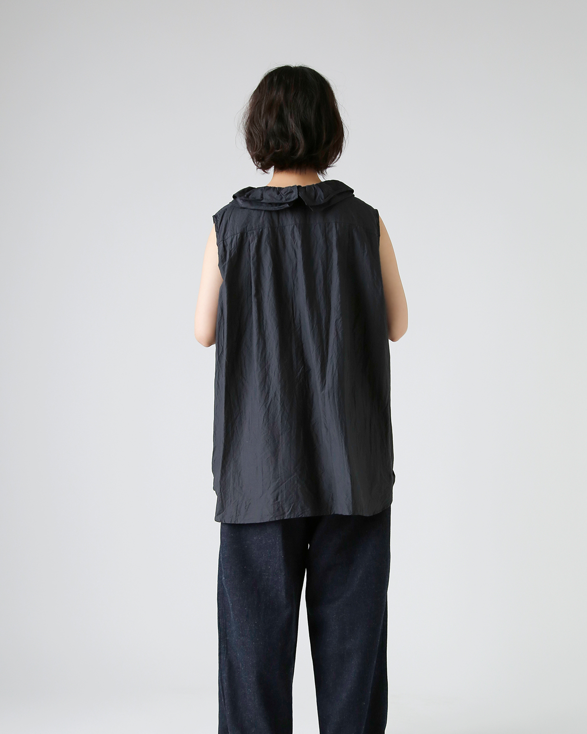 TOUJOURS(gDW[)t@C Rbg VN t@C Vc gRuffle Collar Sleeveless Shirth mm42rs02