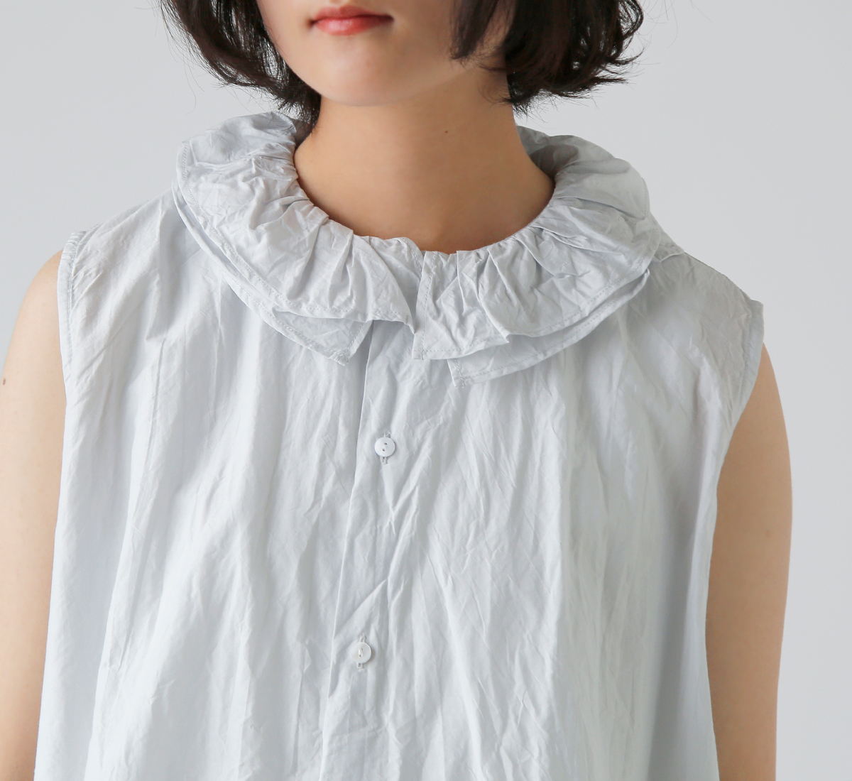 TOUJOURS(gDW[)t@C Rbg VN t@C Vc gRuffle Collar Sleeveless Shirth mm42rs02