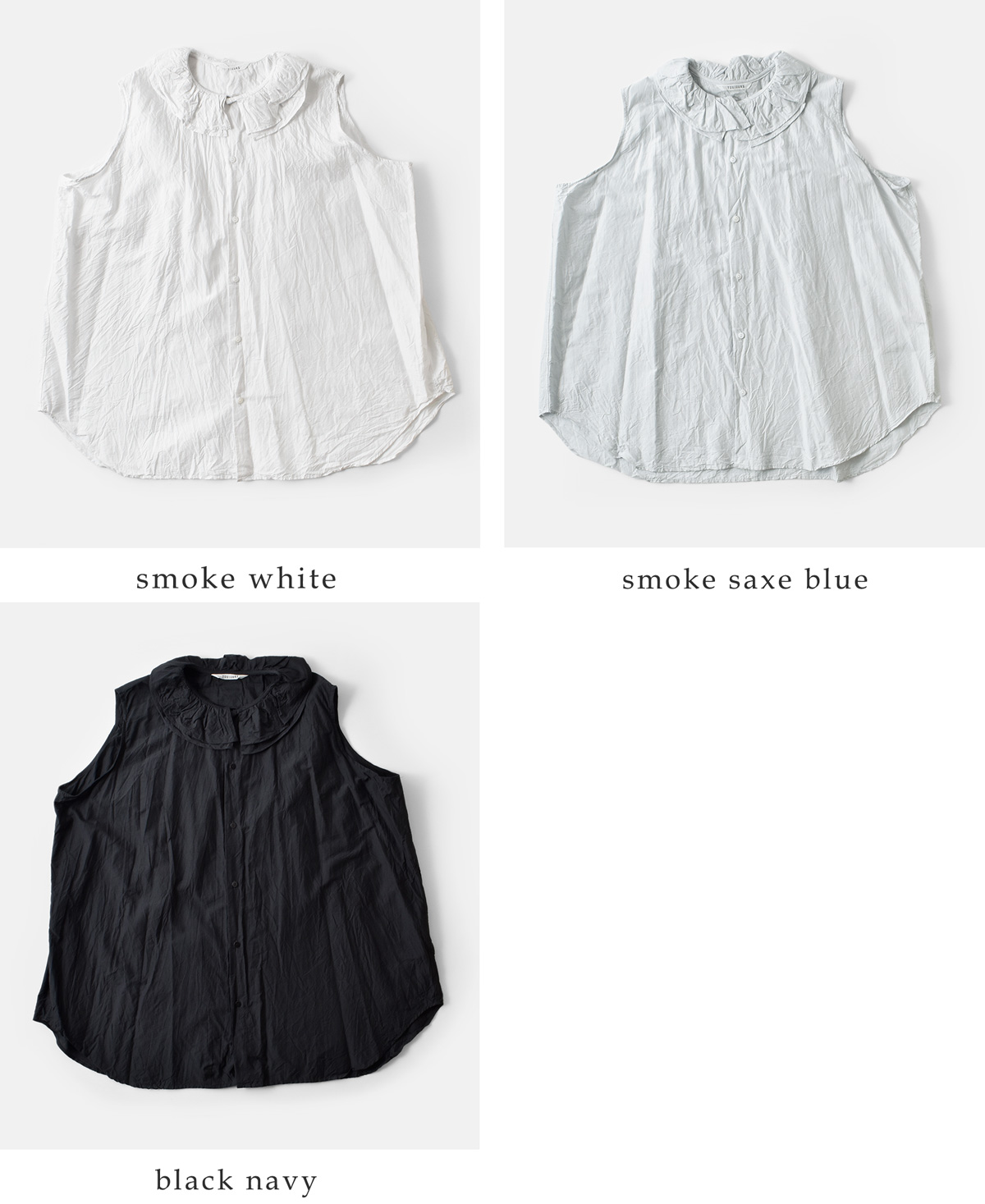 TOUJOURS(gDW[)t@C Rbg VN t@C Vc gRuffle Collar Sleeveless Shirth mm42rs02