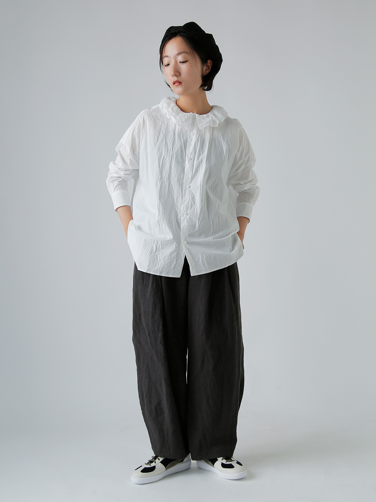 TOUJOURS(gDW[)t@C[ Rbg Vc gRuffle Collar Baggy Shirth tm42bs01