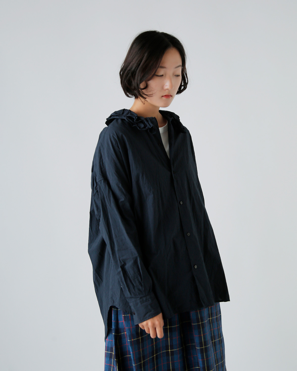 TOUJOURS(gDW[)t@C[ Rbg Vc gRuffle Collar Baggy Shirth tm42bs01