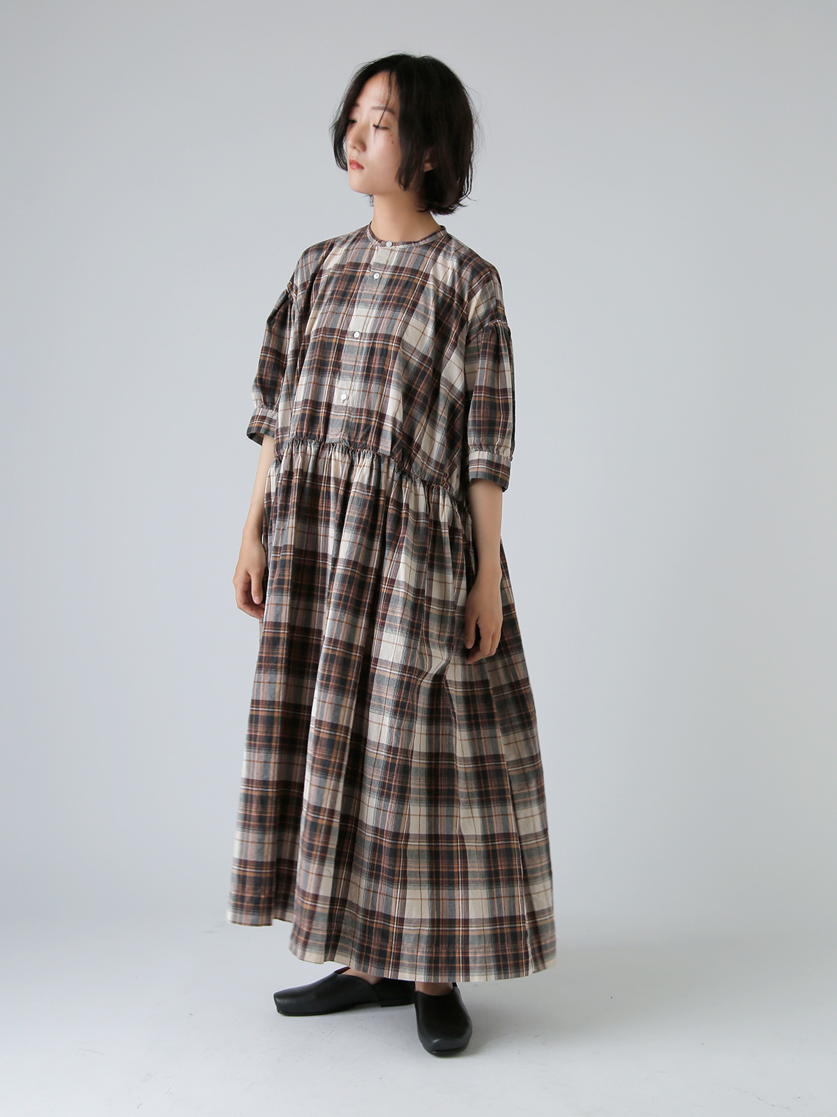 TOUJOURS(gDW[)tF[h TCN Rbg }hX`FbN hX gHalf Sleeve Classic Gathered Dressh tm42wd05