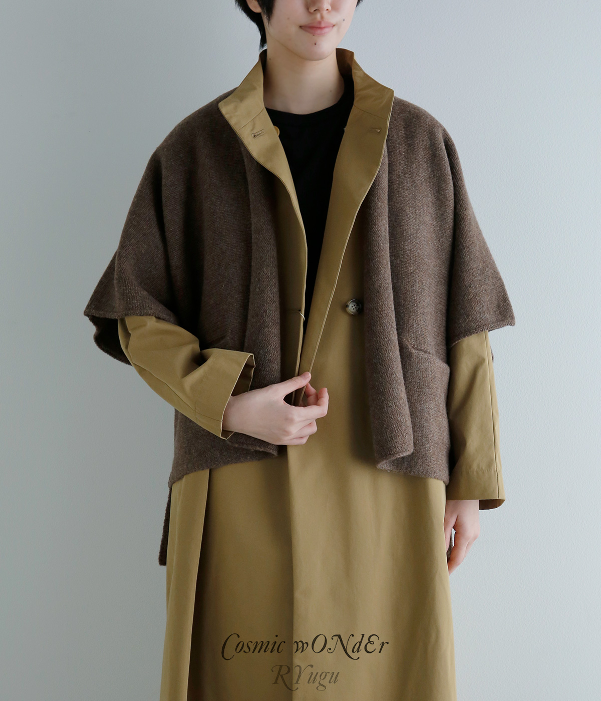 COSMIC WONDER(�R�Y�~�b�N�����_�[)�u���e�B�b�V���E�[�� �j�b�g �J�[�f�B�K�� British wool knitted farmer cardigan 24cw43022