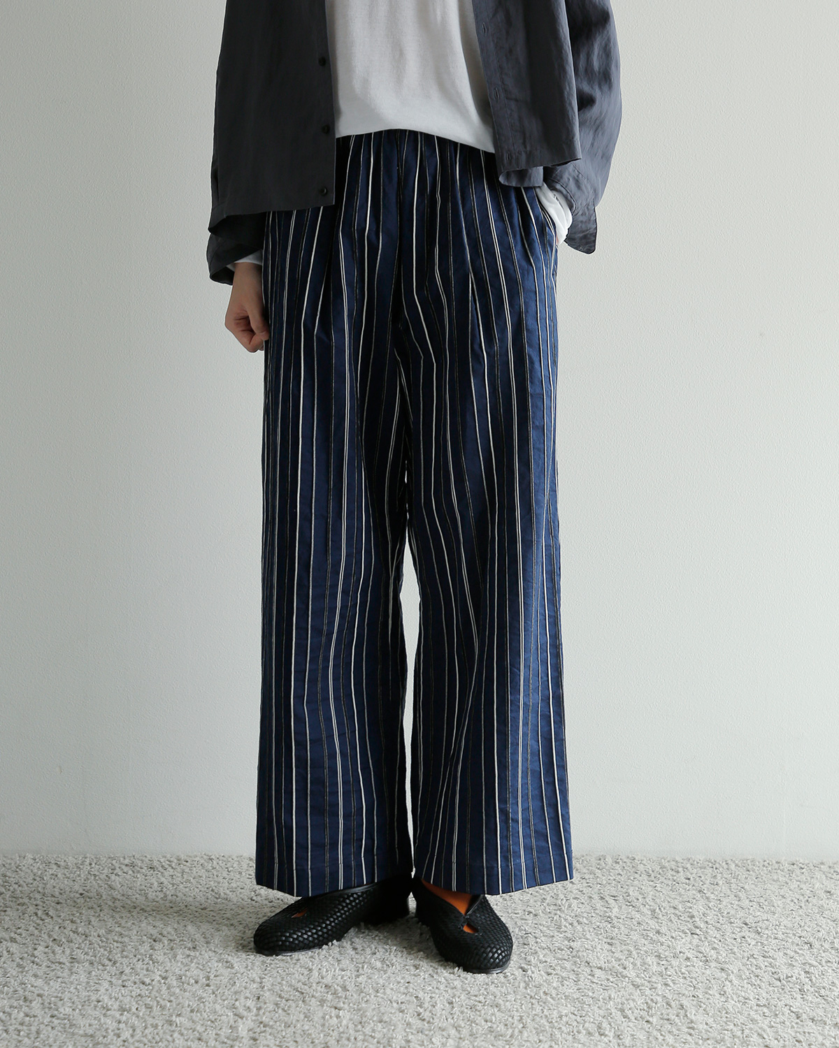 R & D.M.Co-(�I�[���h�}���Y�e�[���[)�h�r�[�X�g���C�v �����b�N�X �S���p���c DOBBY STRIPE RELAX GUM PANTS 8213