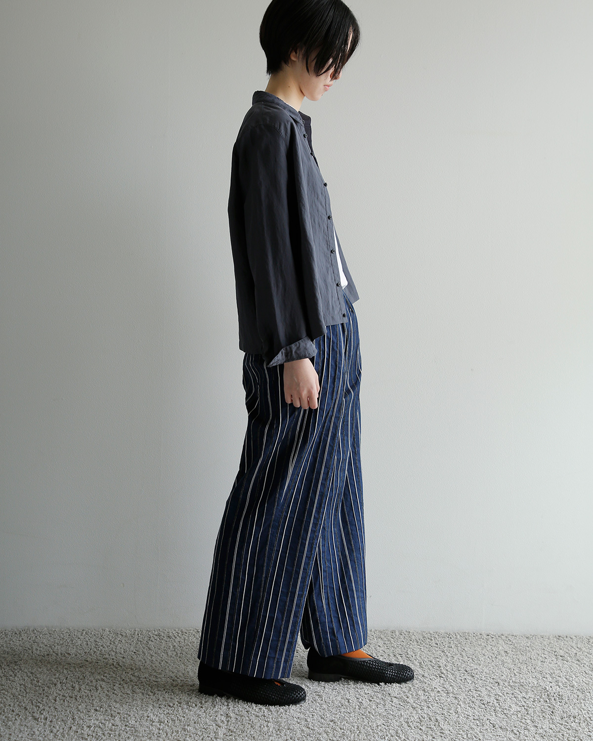 R & D.M.Co-(�I�[���h�}���Y�e�[���[)�h�r�[�X�g���C�v �����b�N�X �S���p���c DOBBY STRIPE RELAX GUM PANTS 8213