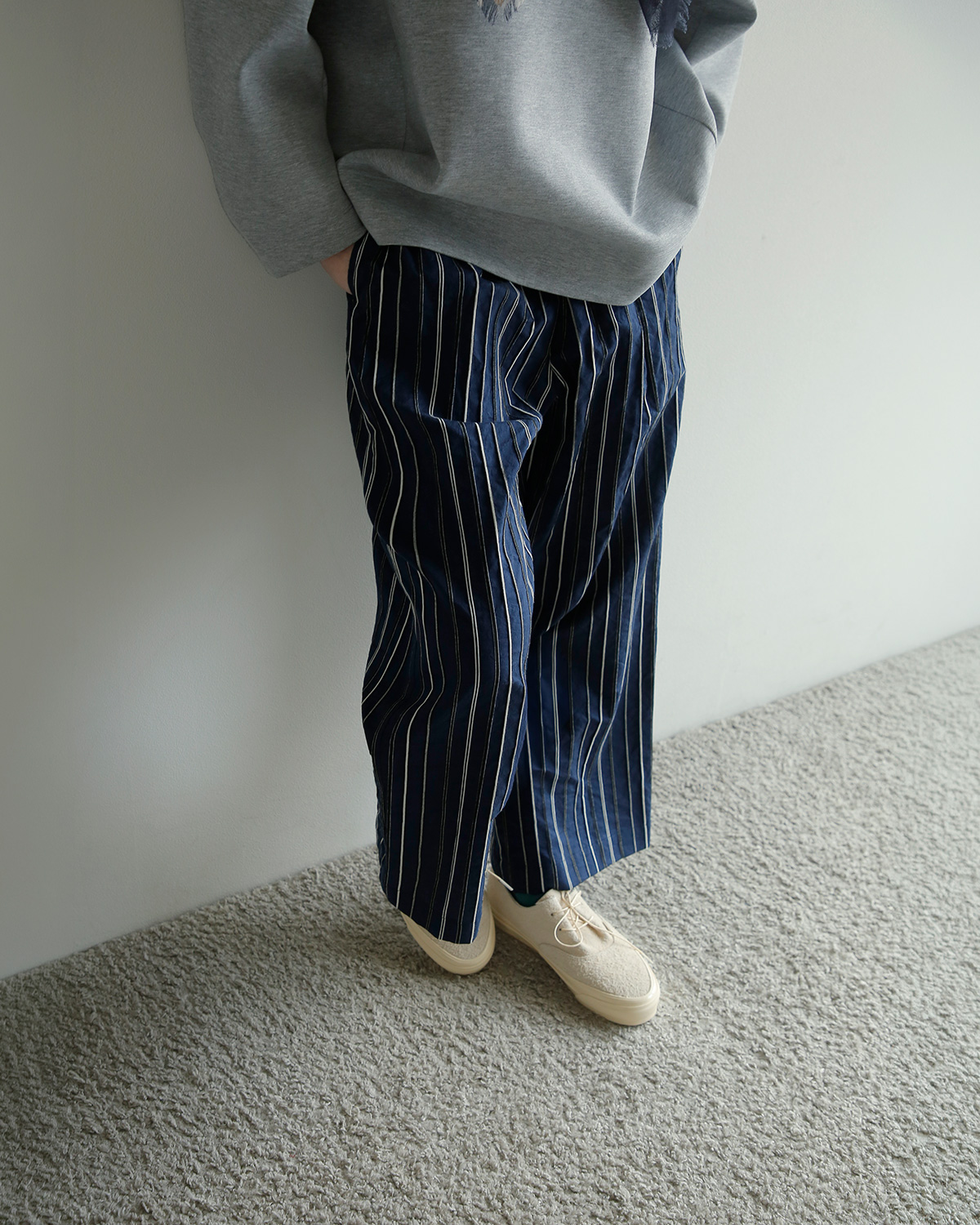 R & D.M.Co-(�I�[���h�}���Y�e�[���[)�h�r�[�X�g���C�v �����b�N�X �S���p���c DOBBY STRIPE RELAX GUM PANTS 8213