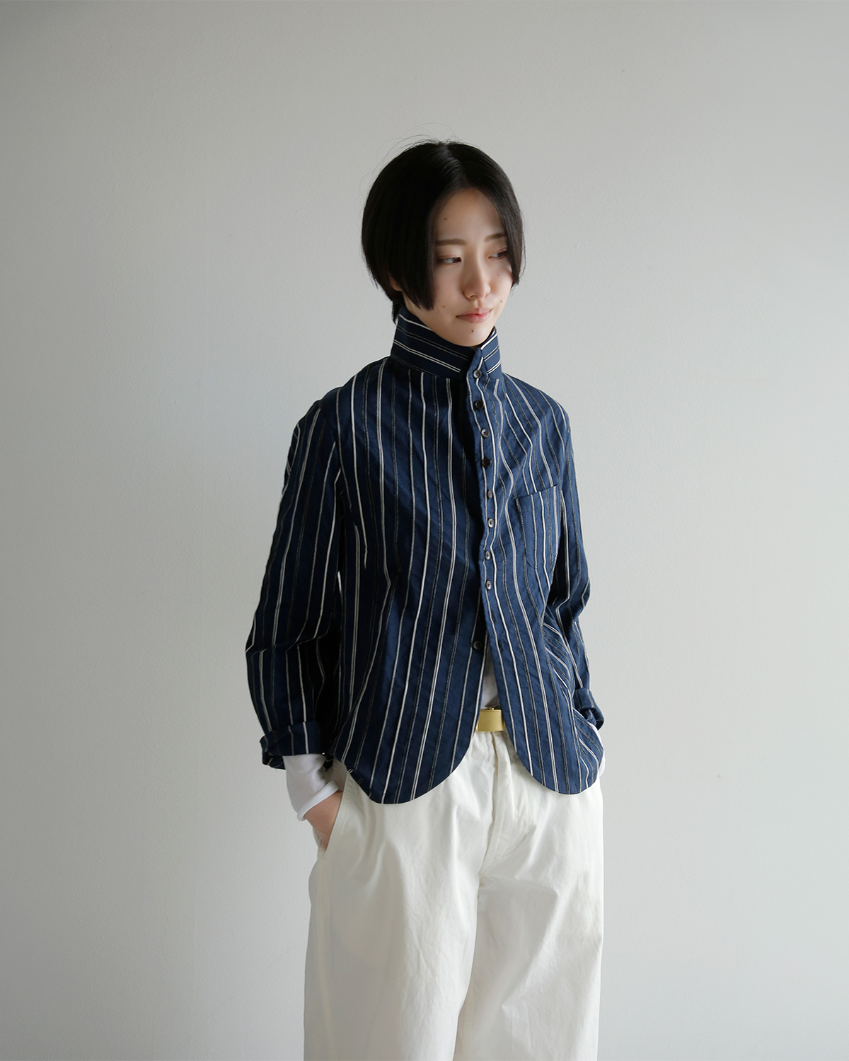R & D.M.Co-(�I�[���h�}���Y�e�[���[)�h�r�[�X�g���C�v �W���P�b�g �V���c DOBBY STRIPE JACKET SHIRT 8215
