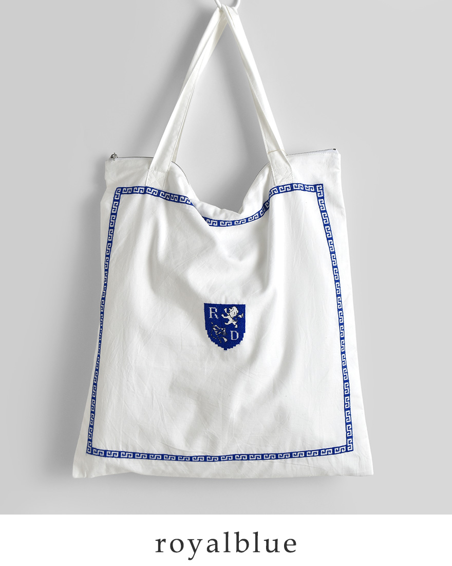 I'm bag トートバッグ オールドマンズテーラー　ホワイト R & D.M.Co- オールドマンズテーラー コットン リモンパターン ジップ