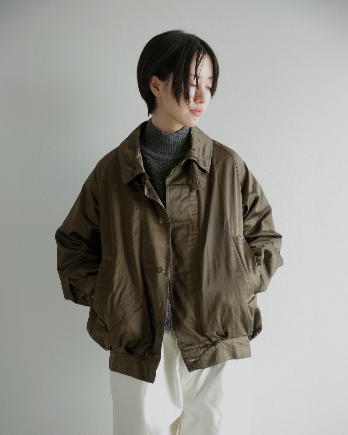 TOUJOURS(�g�D�W���[)�K�[�����g�_�C�R�b�g�� �r�X�R�[�X�T�e�� �W���P�b�g Oversize Harrington Jacket am45aj02