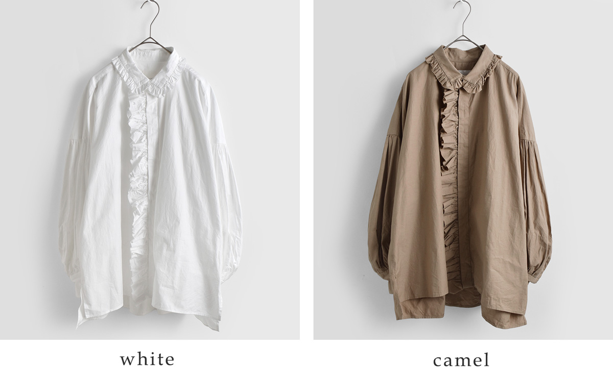 TOUJOURS(�g�D�W���[)�R�b�g���g���v�����[���c�C�� �t�������C�h�V���c Bishop Sleeve Ruffle Wide Shirt am45us01
