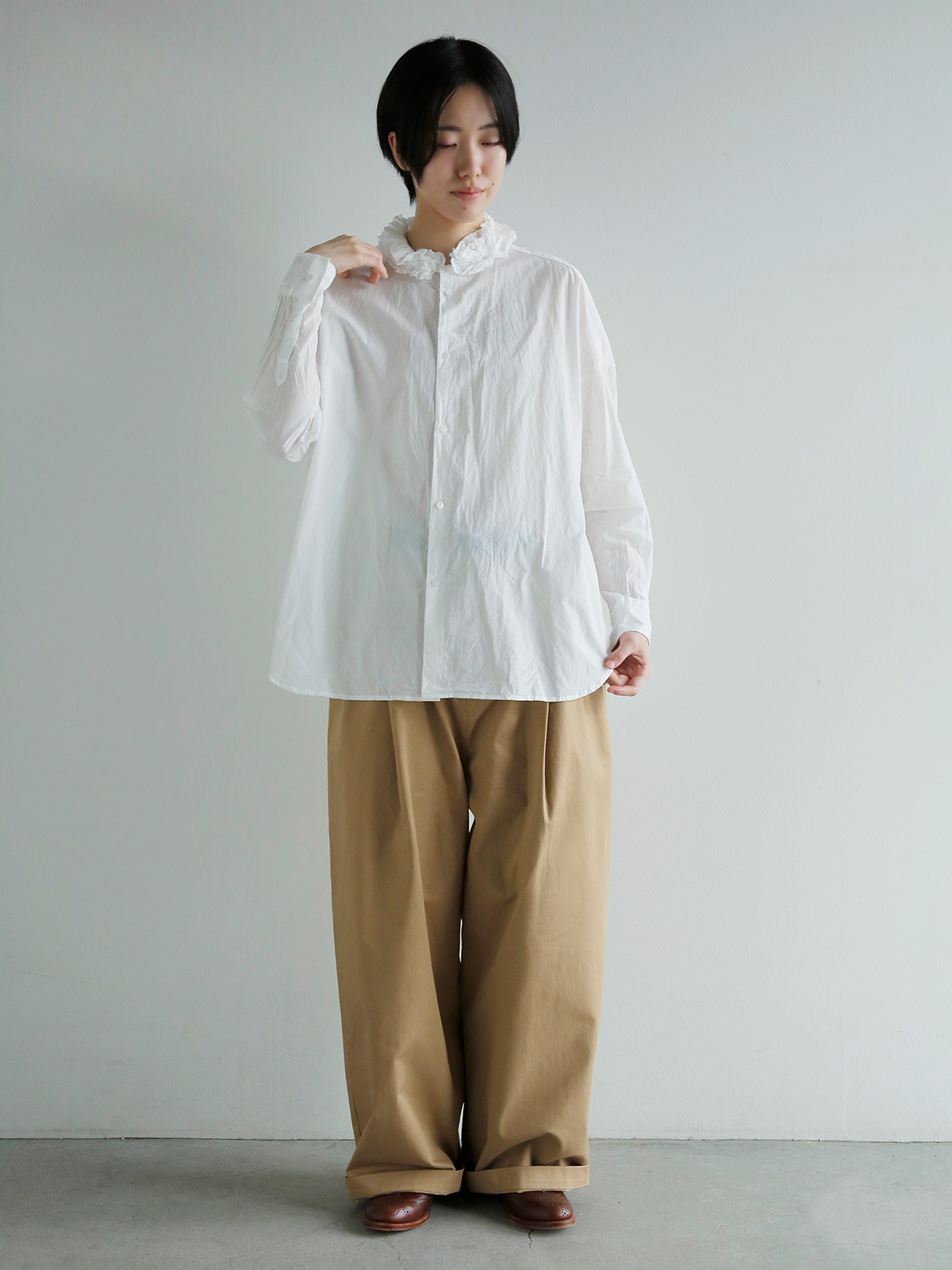 TOUJOURS(�g�D�W���[)�t�@�C�����[���R�b�g�� �l�b�N�t�����V���c Neck Ruffle Shirt mm45ps01