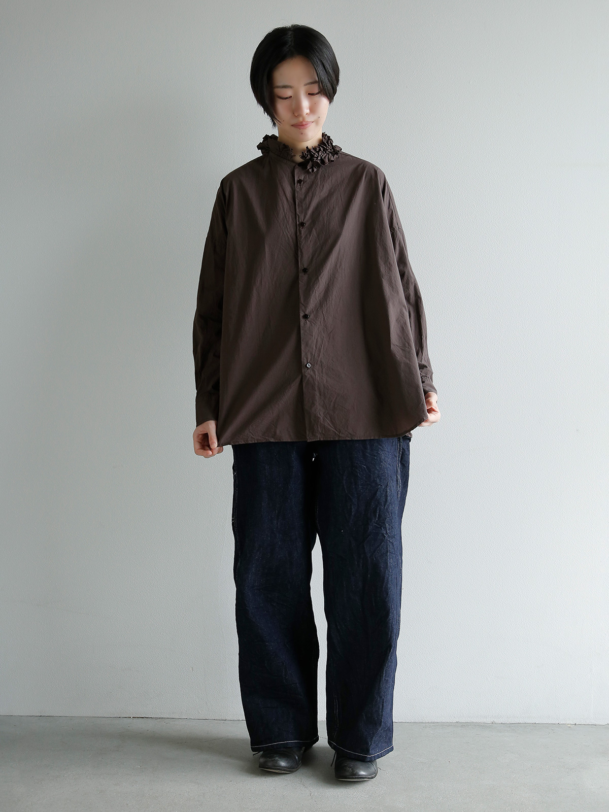 TOUJOURS(�g�D�W���[)�t�@�C�����[���R�b�g�� �l�b�N�t�����V���c Neck Ruffle Shirt mm45ps01