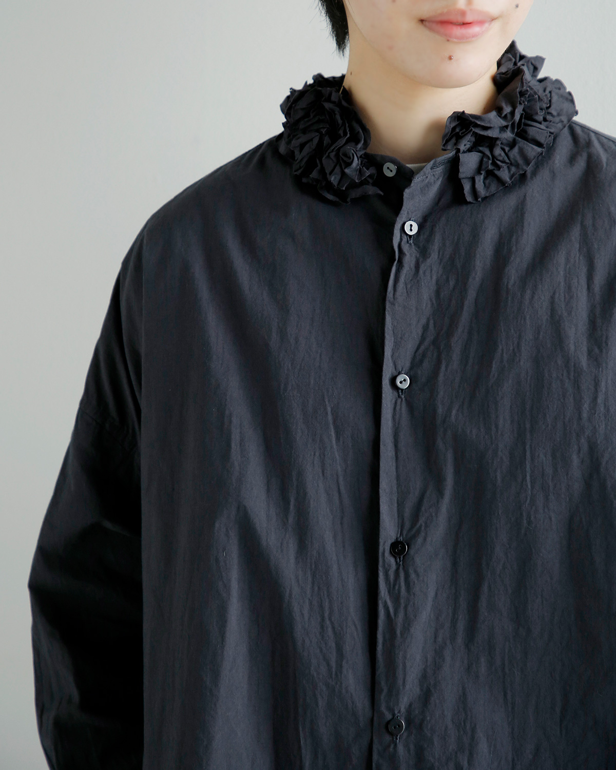 TOUJOURS(�g�D�W���[)�t�@�C�����[���R�b�g�� �l�b�N�t�����V���c Neck Ruffle Shirt mm45ps01