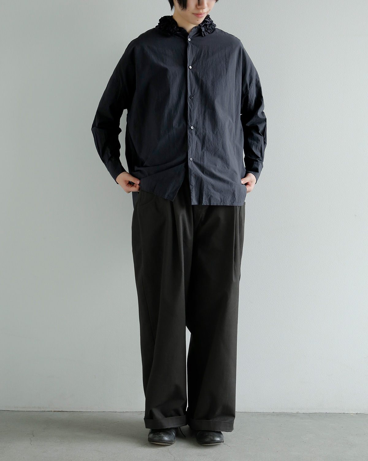 TOUJOURS(�g�D�W���[)�t�@�C�����[���R�b�g�� �l�b�N�t�����V���c Neck Ruffle Shirt mm45ps01