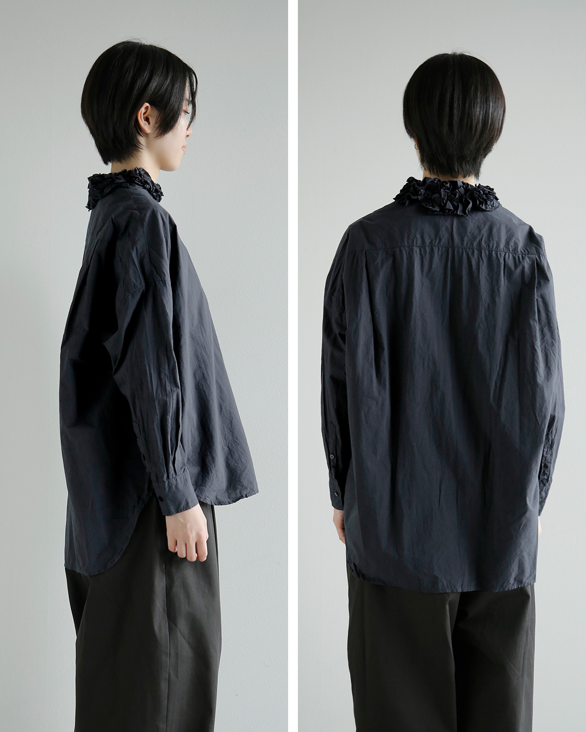 TOUJOURS(�g�D�W���[)�t�@�C�����[���R�b�g�� �l�b�N�t�����V���c Neck Ruffle Shirt mm45ps01