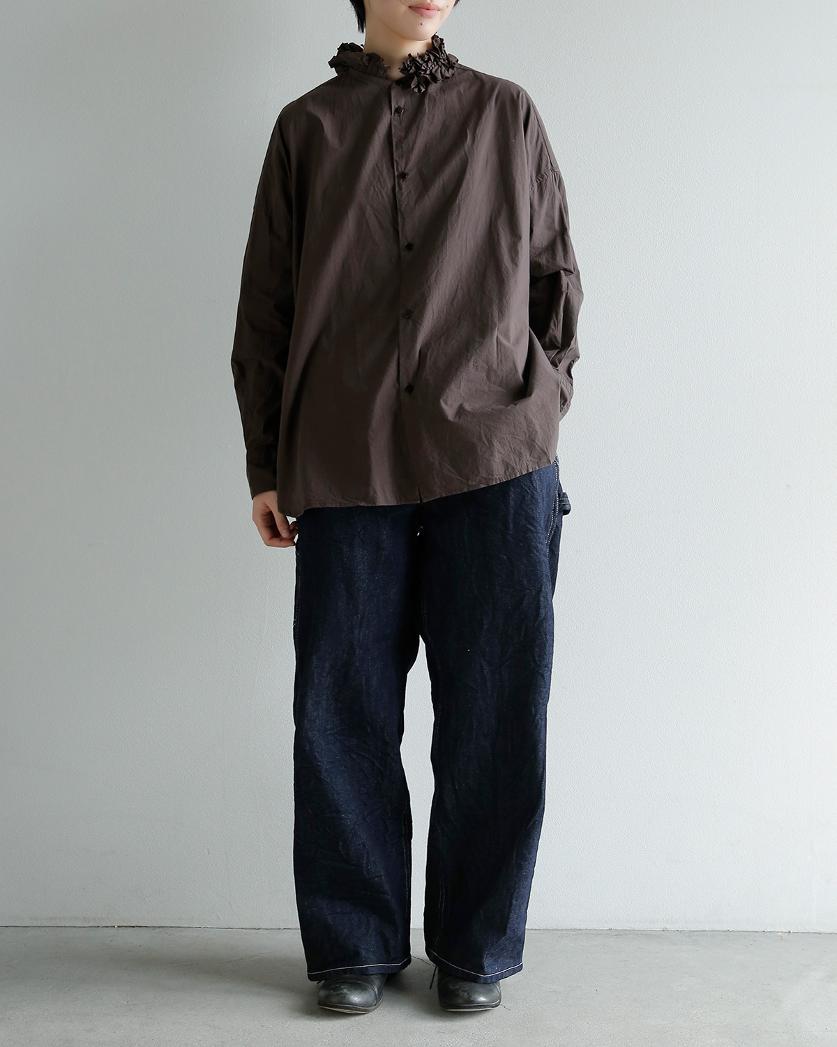 TOUJOURS(�g�D�W���[)�t�@�C�����[���R�b�g�� �l�b�N�t�����V���c Neck Ruffle Shirt mm45ps01