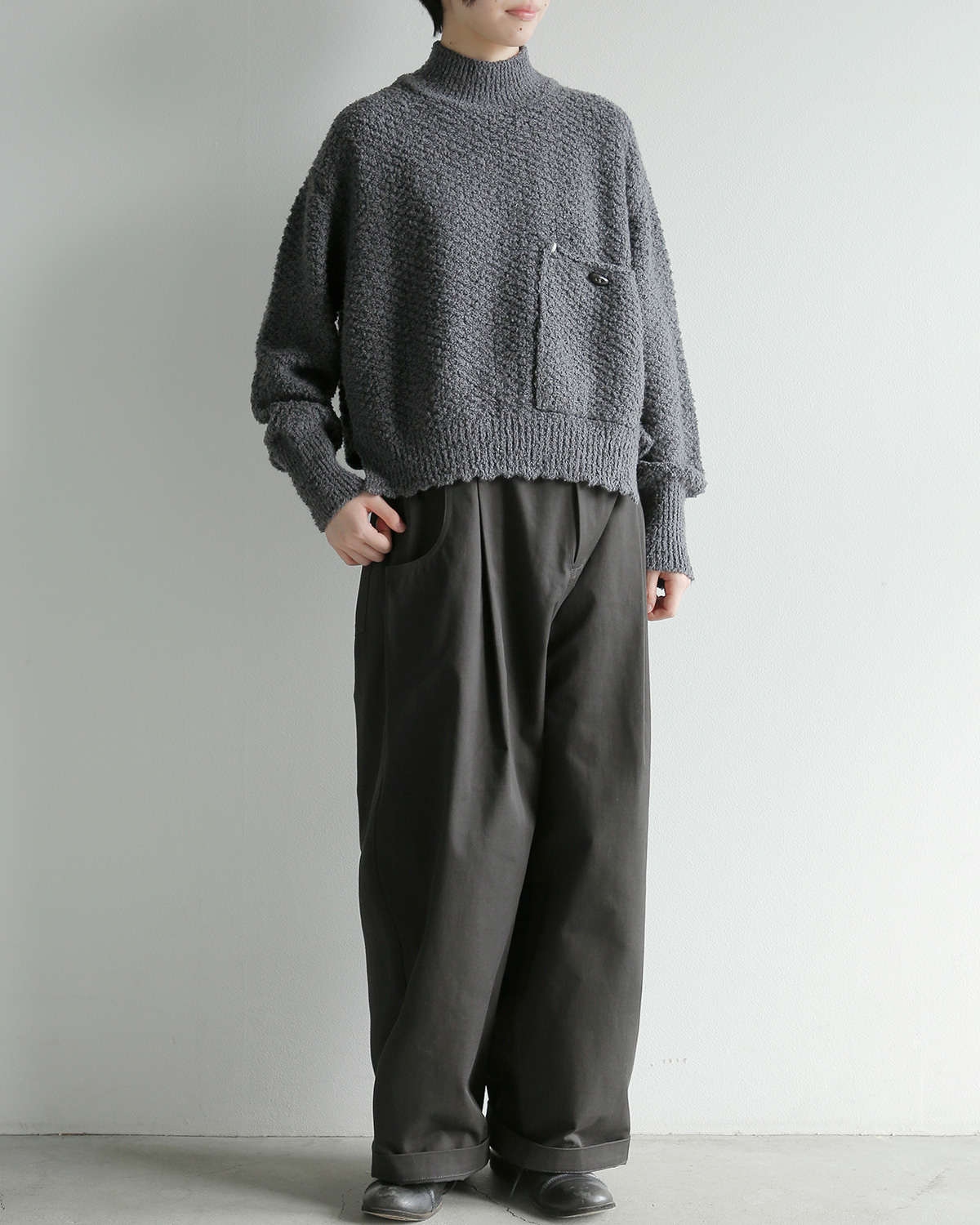 ONICA(�I�j�J)�R�b�g�� ���b�N�l�b�N ���[�v���[�� �j�b�g�g�b�v�X Loop-yarn pocket Jumper oni066