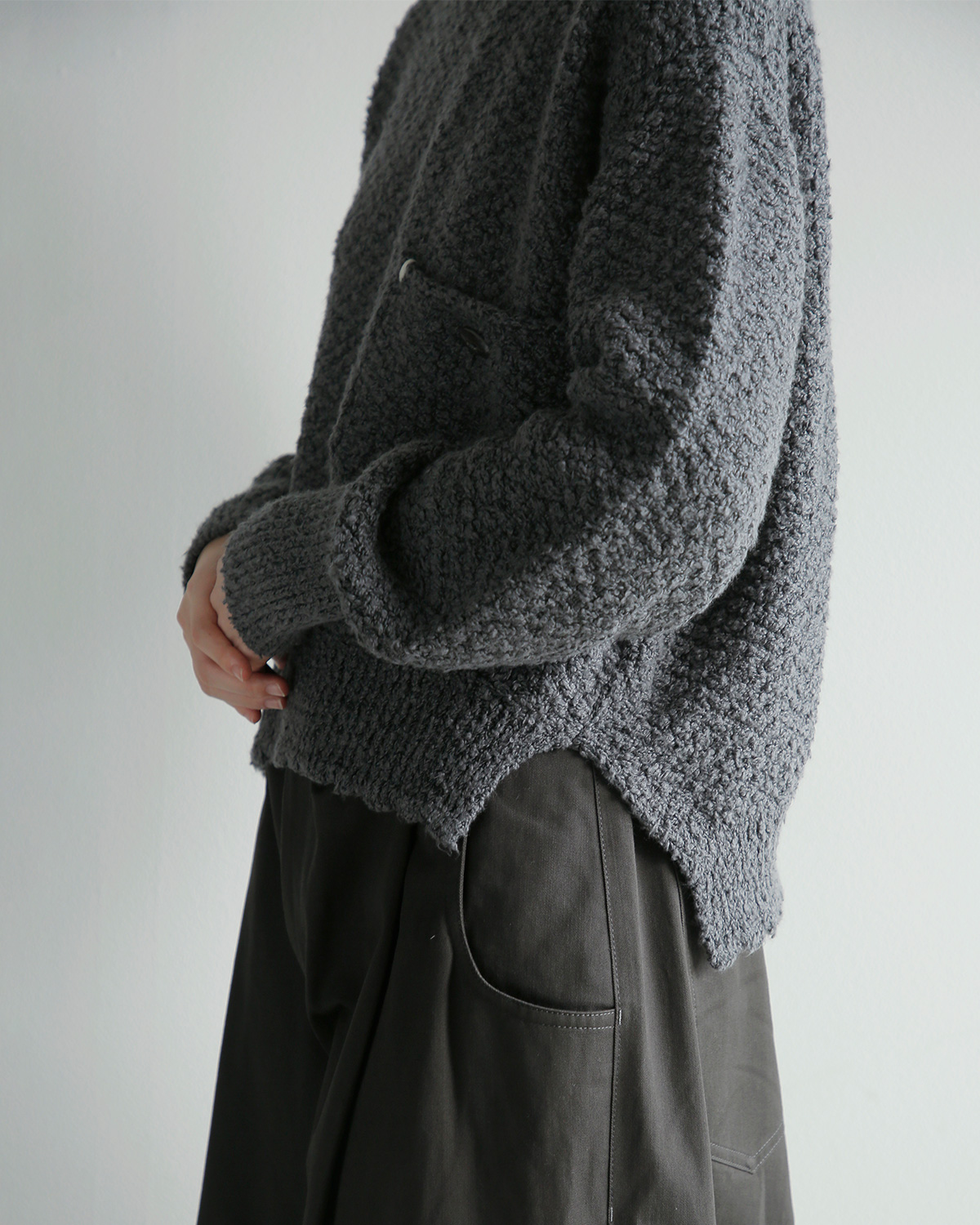 ONICA(�I�j�J)�R�b�g�� ���b�N�l�b�N ���[�v���[�� �j�b�g�g�b�v�X Loop-yarn pocket Jumper oni066