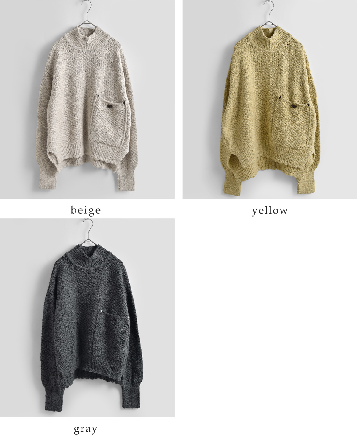 ONICA(�I�j�J)�R�b�g�� ���b�N�l�b�N ���[�v���[�� �j�b�g�g�b�v�X Loop-yarn pocket Jumper oni066