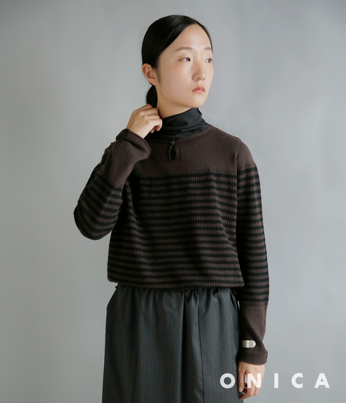 ONICA(�I�j�J)�I�[�K�j�b�N�R�b�g�� �{�[�_�[ �j�b�gT�V���c Stripe Long-sleeved Tee oni068
