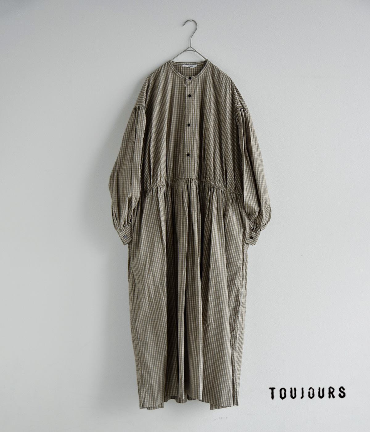 TOUJOURS(�g�D�W���[)�X���[���`�F�b�N �I�[�K�j�b�N�R�b�g�� �����s�[�X Classic Gathered Dress qm45kd04