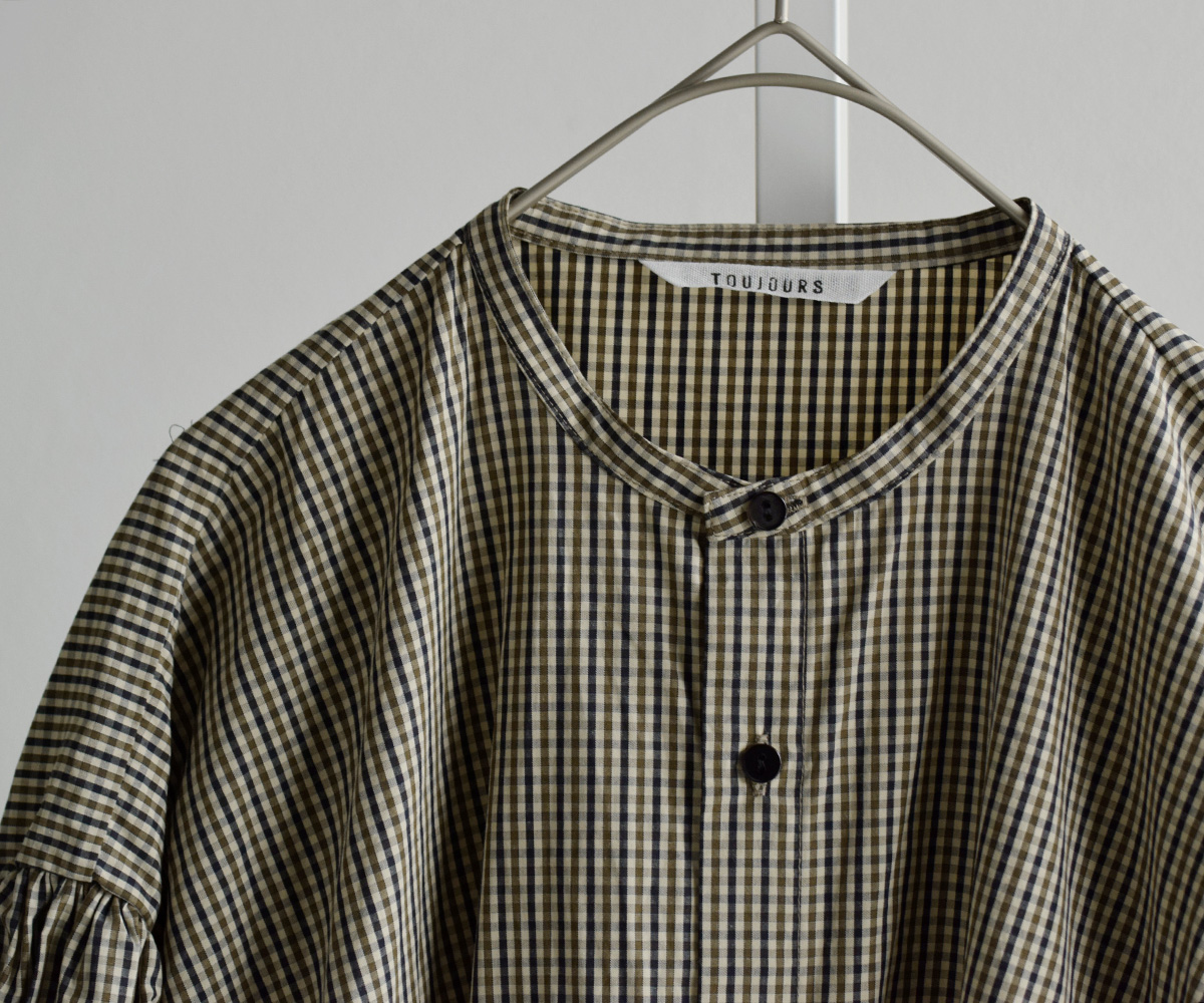 TOUJOURS(�g�D�W���[)�X���[���`�F�b�N �I�[�K�j�b�N�R�b�g�� �����s�[�X Classic Gathered Dress qm45kd04