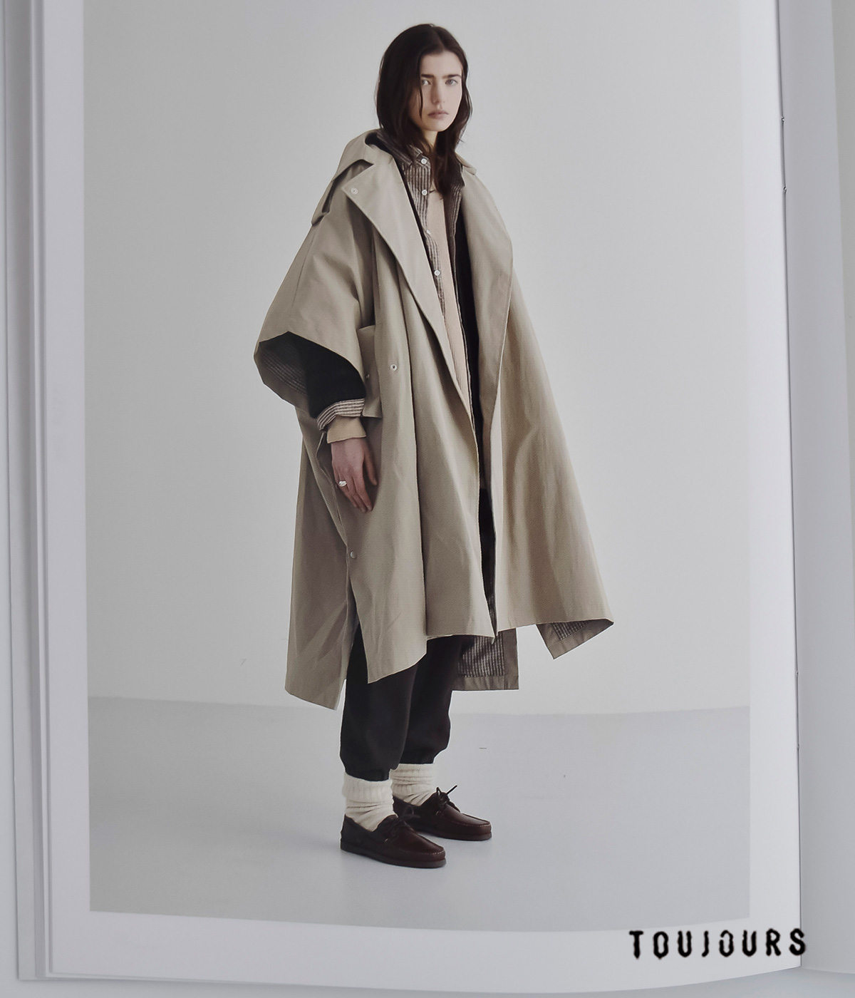 TOUJOURS(�g�D�W���[)�E�H�b�V���h�s�[�` �R�b�g���i�C�����c�C�� �R�[�g Military Poncho Coat ym45jc01