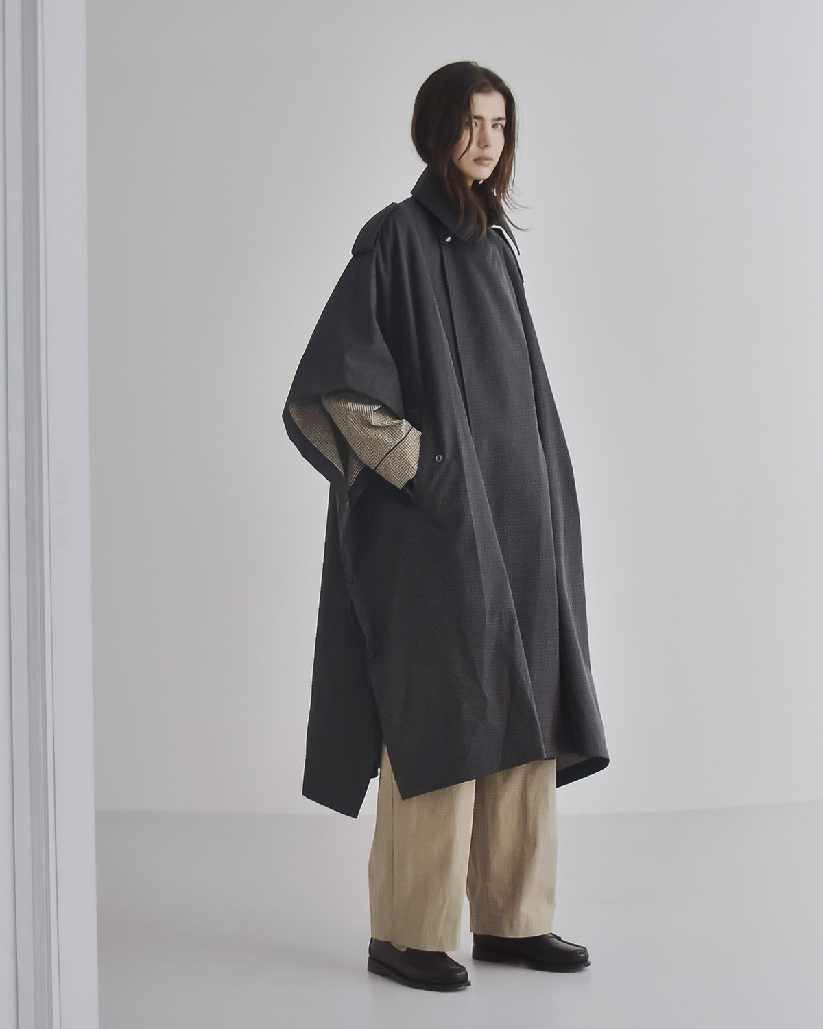 TOUJOURS(�g�D�W���[)�E�H�b�V���h�s�[�` �R�b�g���i�C�����c�C�� �R�[�g Military Poncho Coat ym45jc01