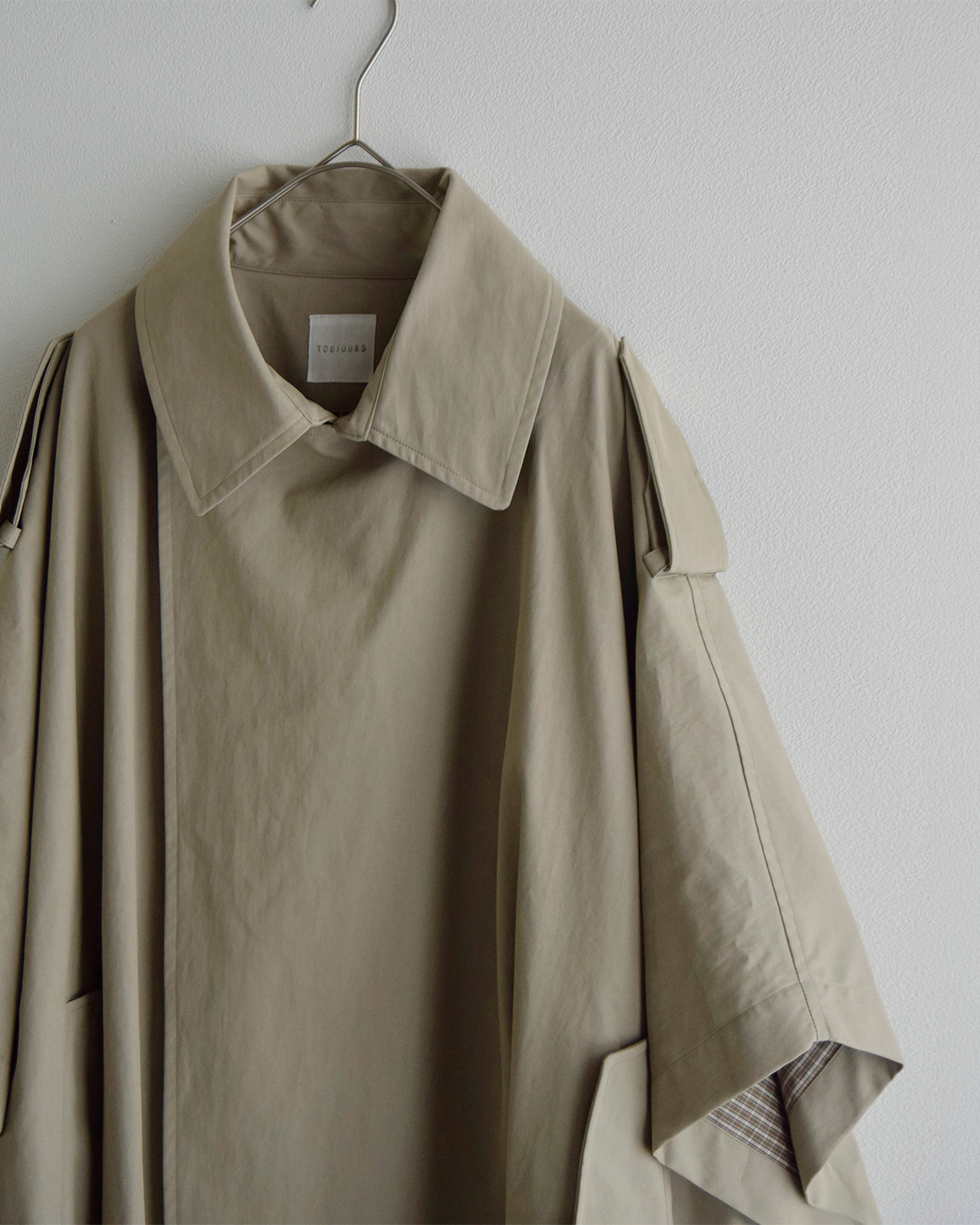 TOUJOURS(�g�D�W���[)�E�H�b�V���h�s�[�` �R�b�g���i�C�����c�C�� �R�[�g Military Poncho Coat ym45jc01