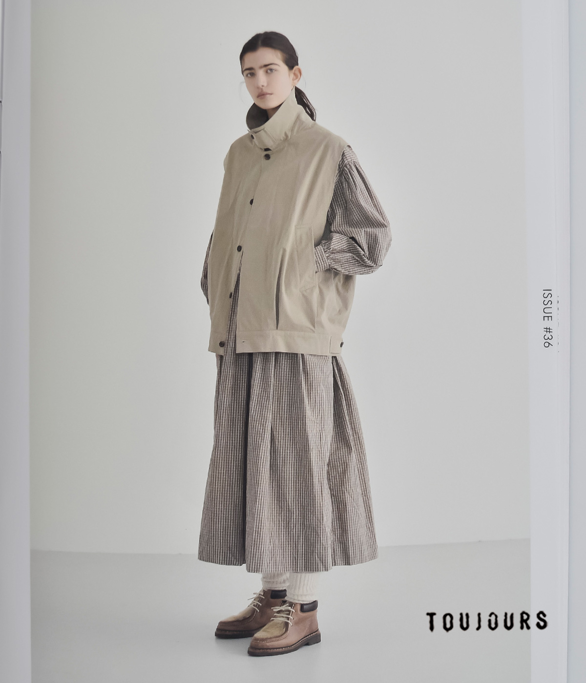 TOUJOURS(�g�D�W���[)�E�H�b�V���h�s�[�` �R�b�g���i�C�����c�C�� �x�X�g Oversize Harrington Vest ym45jv03