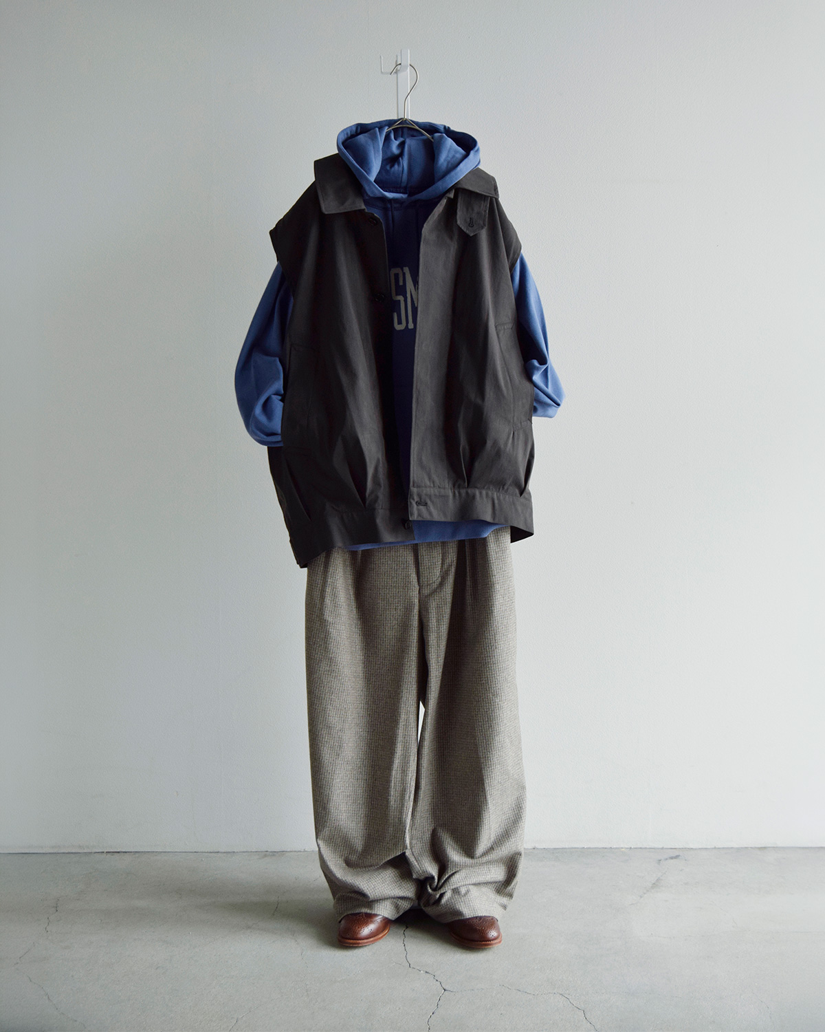 TOUJOURS(�g�D�W���[)�E�H�b�V���h�s�[�` �R�b�g���i�C�����c�C�� �x�X�g Oversize Harrington Vest ym45jv03