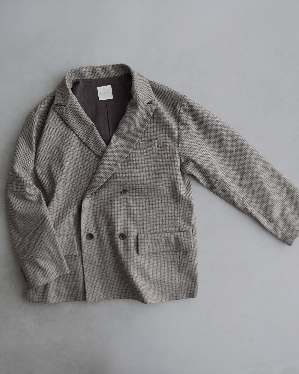 TOUJOURS(�g�D�W���[)�o�[�W���E�[�� �t�@�W�[�`�F�b�N �_�u���W���P�b�g Double Breasted Jacket ym45nj01