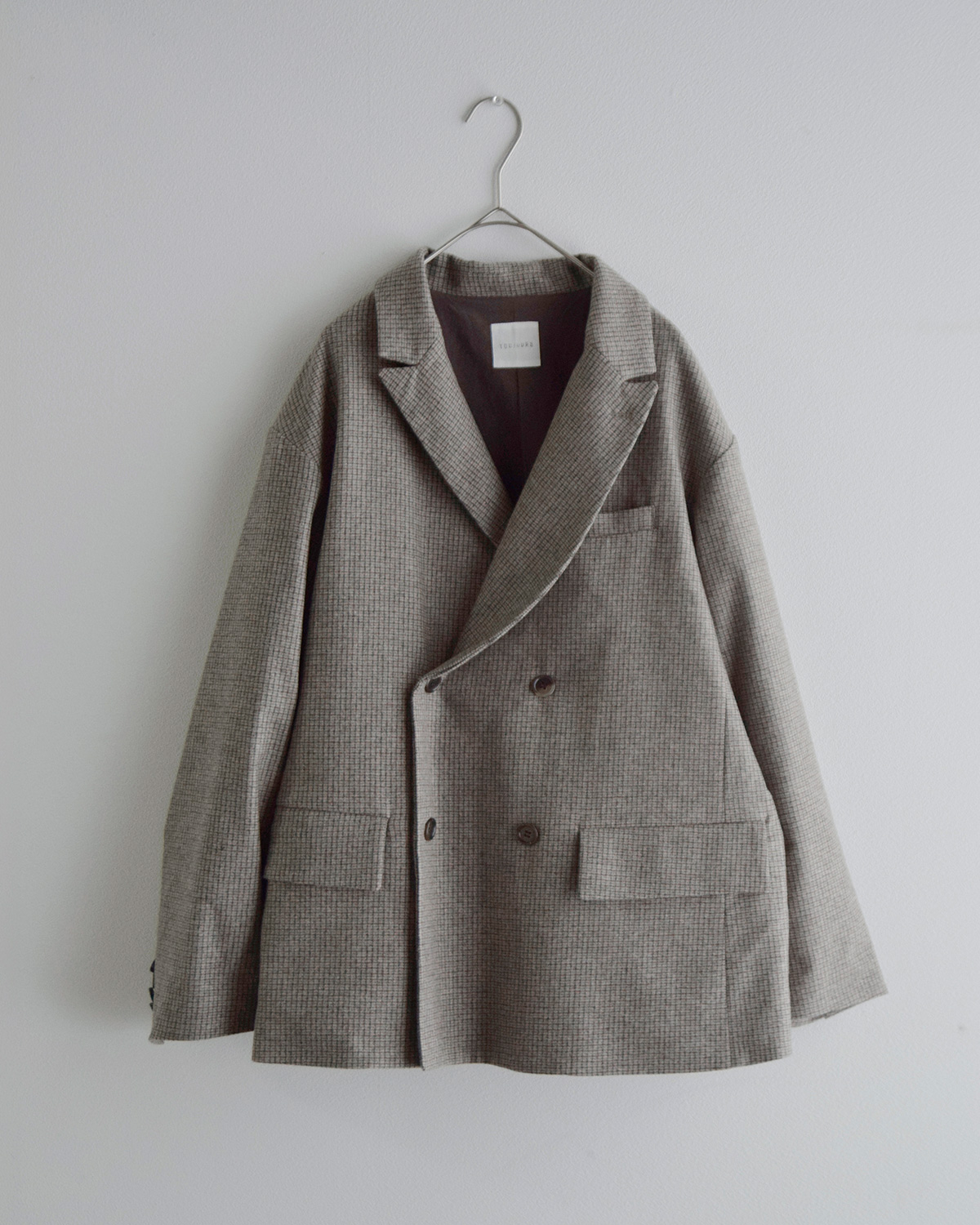 TOUJOURS(�g�D�W���[)�o�[�W���E�[�� �t�@�W�[�`�F�b�N �_�u���W���P�b�g Double Breasted Jacket ym45nj01