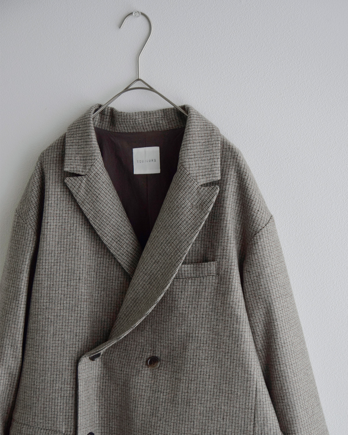 TOUJOURS(�g�D�W���[)�o�[�W���E�[�� �t�@�W�[�`�F�b�N �_�u���W���P�b�g Double Breasted Jacket ym45nj01