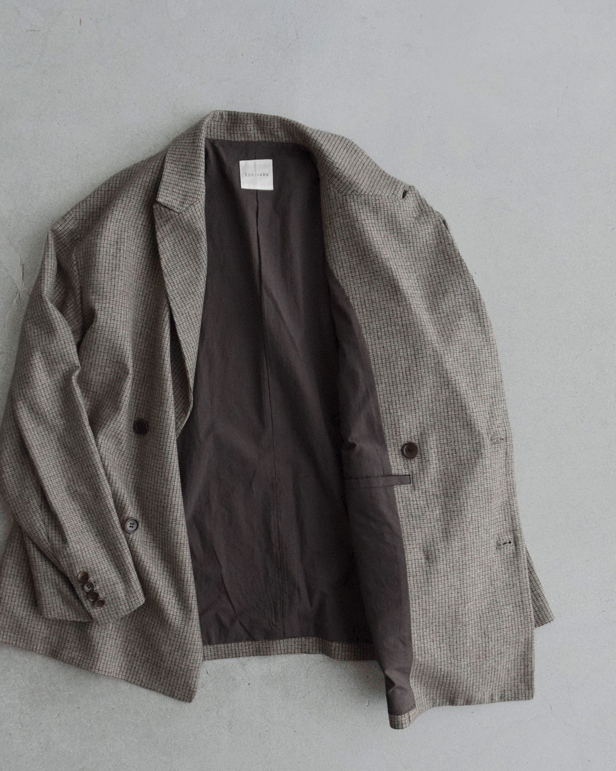 TOUJOURS(�g�D�W���[)�o�[�W���E�[�� �t�@�W�[�`�F�b�N �_�u���W���P�b�g Double Breasted Jacket ym45nj01