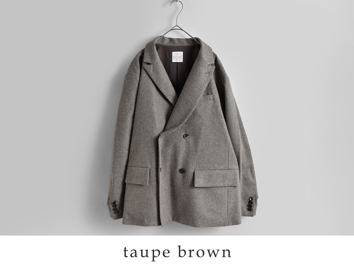 TOUJOURS(�g�D�W���[)�o�[�W���E�[�� �t�@�W�[�`�F�b�N �_�u���W���P�b�g Double Breasted Jacket ym45nj01
