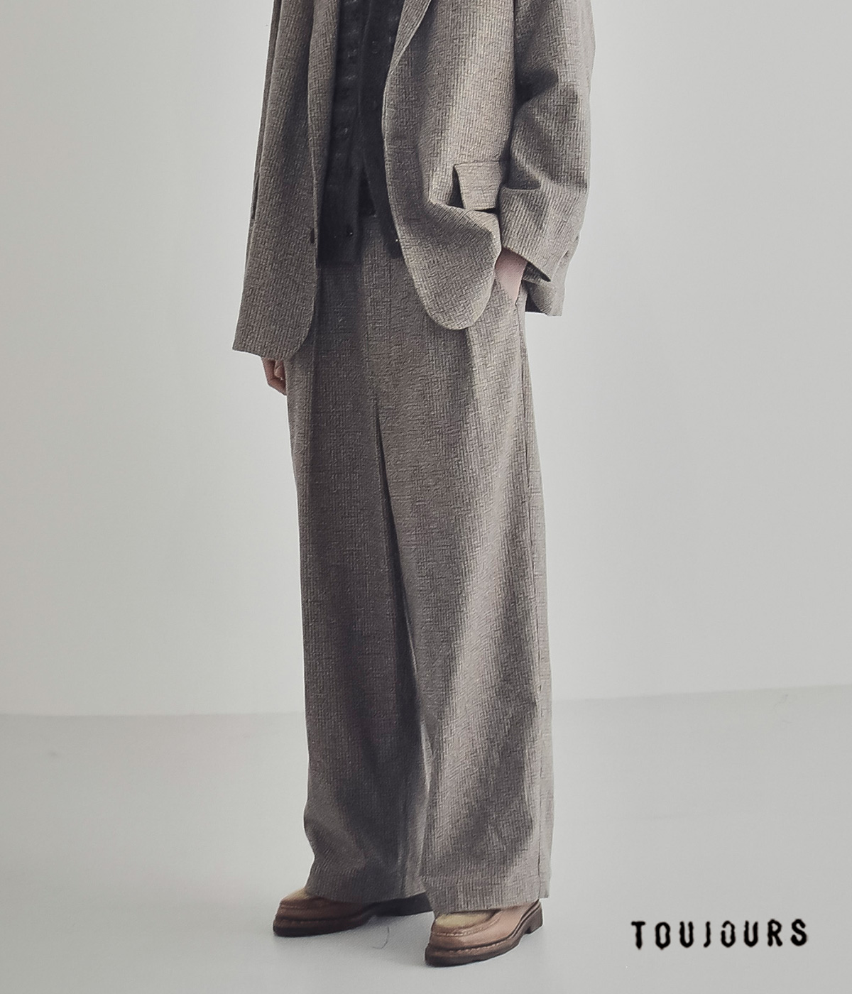 TOUJOURS(�g�D�W���[)�o�[�W���E�[�� �t�@�W�[�`�F�b�N �o�M�[�p���c 2 In-pleat Baggy Pants ym45np03