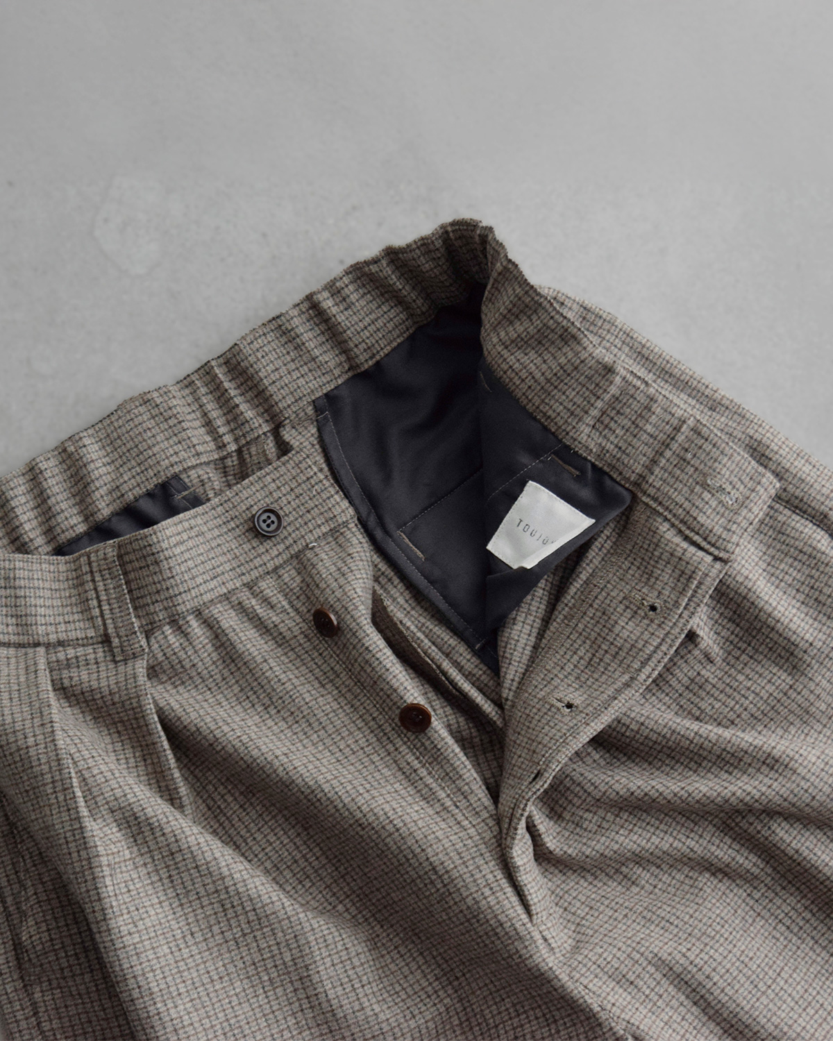 TOUJOURS(�g�D�W���[)�o�[�W���E�[�� �t�@�W�[�`�F�b�N �o�M�[�p���c 2 In-pleat Baggy Pants ym45np03