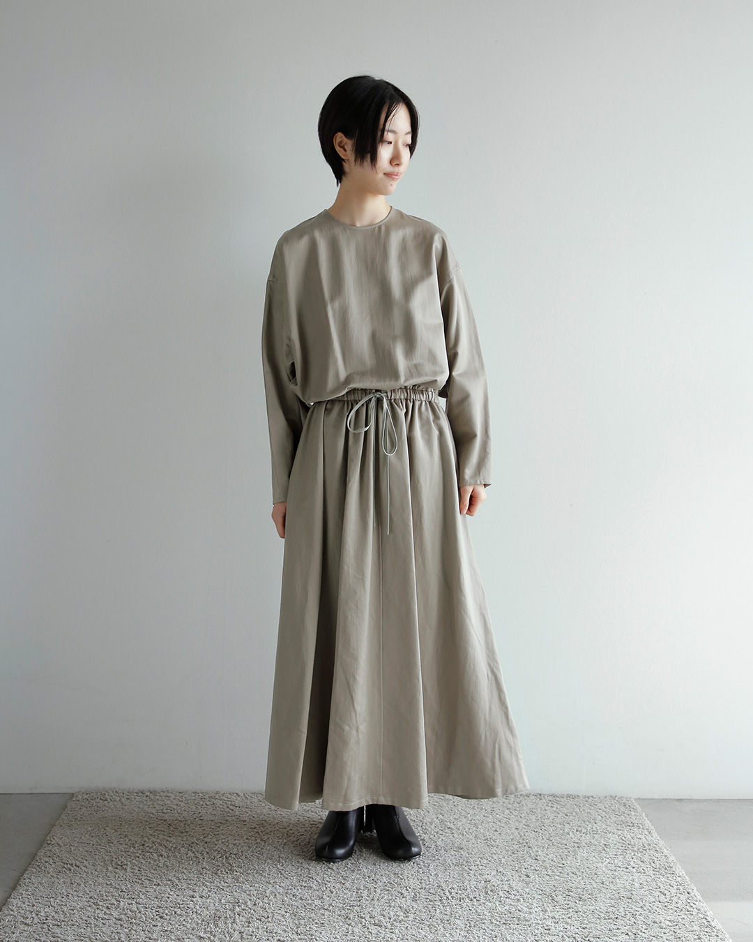 YOKO SAKAMOTO(���[�R�T�J���g)�u���b�V���h �T�e�� �����b�N�X �h���X RELAX DRESS ys-26aw-54