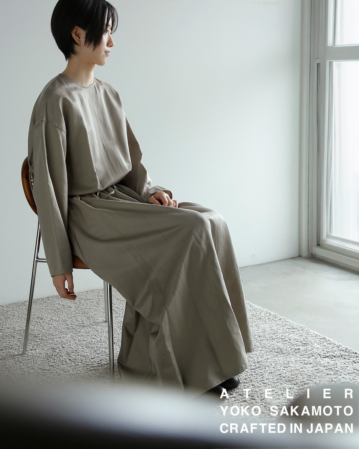 YOKO SAKAMOTO(���[�R�T�J���g)�u���b�V���h �T�e�� �����b�N�X �h���X RELAX DRESS ys-26aw-54