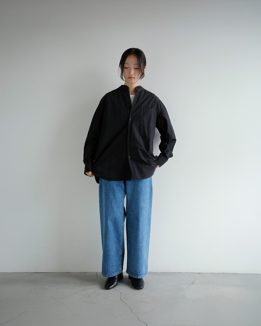 YOKO SAKAMOTO(���[�R�T�J���g)�������x�^�C�v���C�^�[ �K�[�����g�_�C �o���h�J���[�V���c BAND COLLAR SHIRT ys-26aw-76