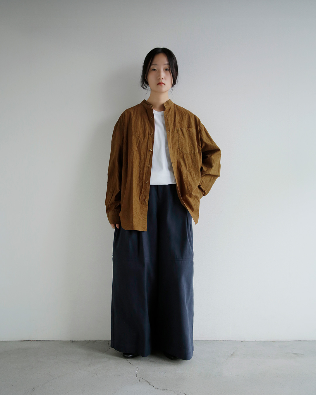 YOKO SAKAMOTO(���[�R�T�J���g)�������x�^�C�v���C�^�[ �K�[�����g�_�C �o���h�J���[�V���c BAND COLLAR SHIRT ys-26aw-76