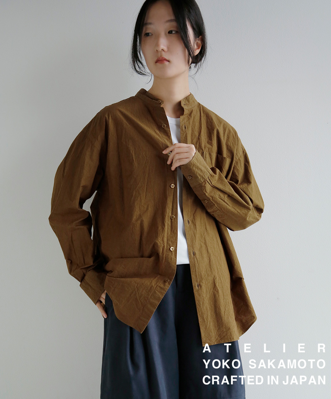 YOKO SAKAMOTO(���[�R�T�J���g)�������x�^�C�v���C�^�[ �K�[�����g�_�C �o���h�J���[�V���c BAND COLLAR SHIRT ys-26aw-76