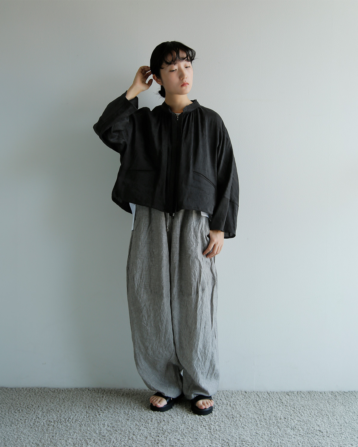 TENNE HANDCRAFTED MODERN(�e���n���h�N���t�e�b�h���_��)���l�� �t�����J���[ �u���E�X frill collar blouson 0010