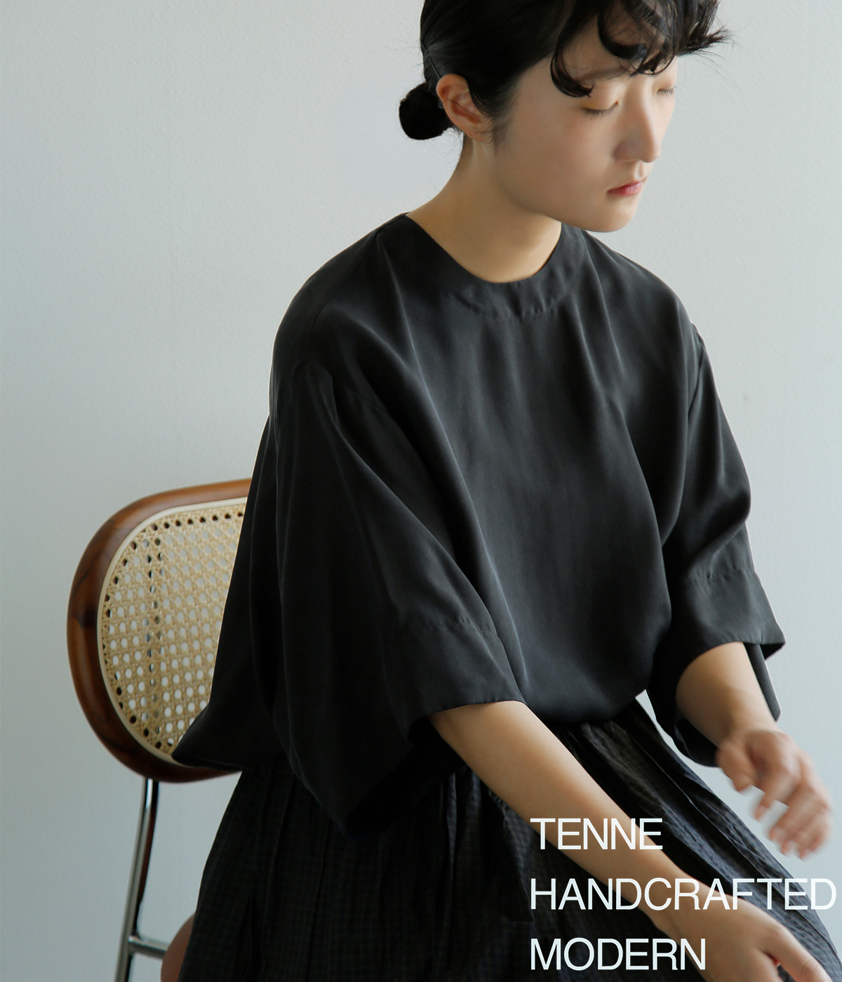 TENNE HANDCRAFTED MODERN(�e���n���h�N���t�e�b�h���_��)�n�[�t�X���[�u �g�b�v�X half sleeve tops 0015